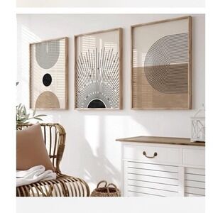 Set of 3 Boho Abstract Wall Art Prints 16x24 Mid Century Modern Canvas Unframed